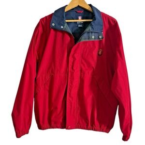 Ralph Lauren CHAPS VINTAGE MENS SIZE LARGE Jacket Windbreaker‎ RED Full Zip Logo